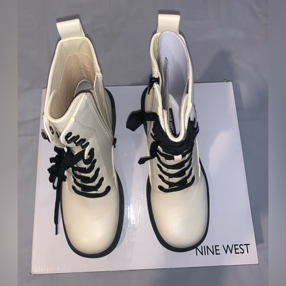 New In Box Nine West Juna Women's Combat Boots Size 6 Color Ivory - Picture 3 of 9